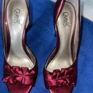 Carlos heels. Nice condition size7.5 M burgundy color  a few nicks can be fixed